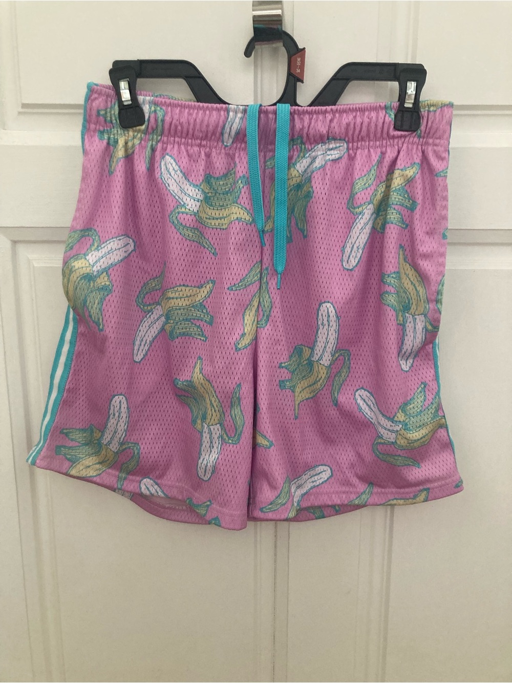crown & ivy Pink Banana-Print Athletic Shorts with Teal Trim